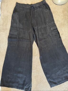 Splendid Black Wide-Leg Cargo Trousers